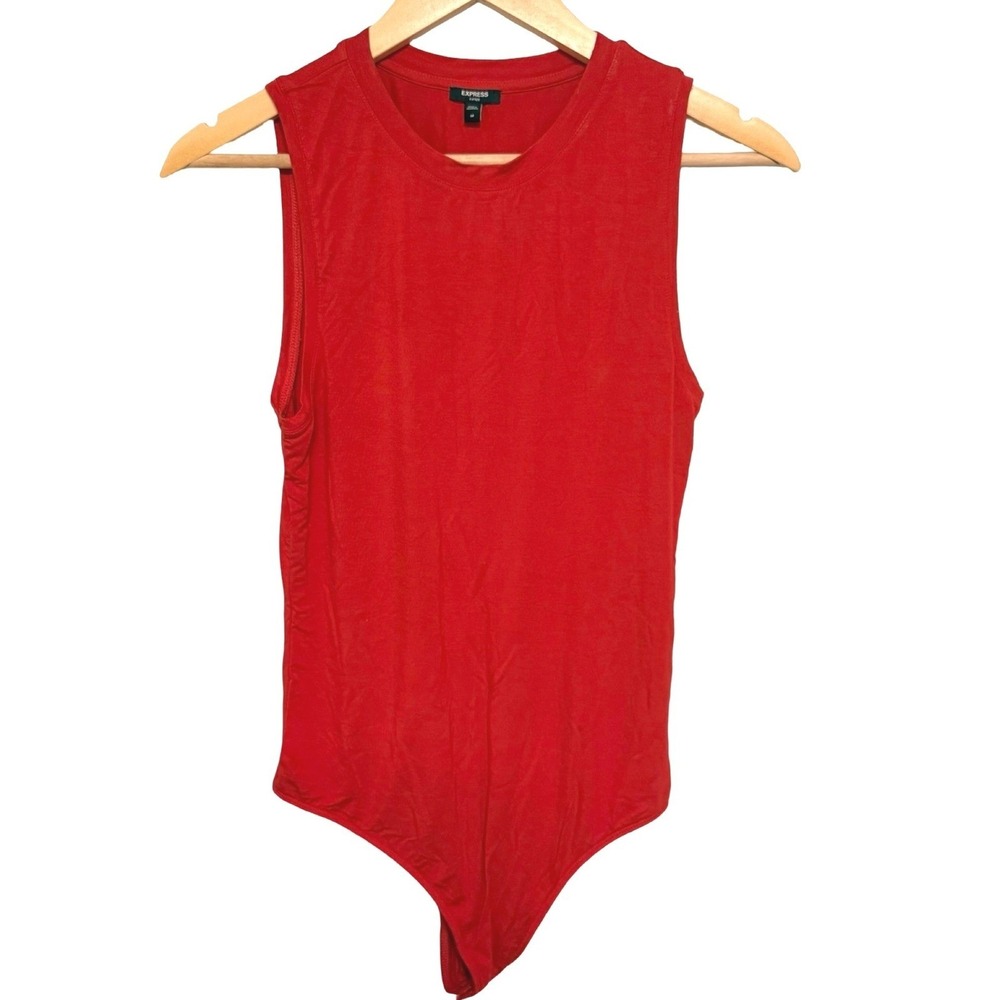 Red Thong Bodysuit Size Medium Sleeveless Casual Minimalist Romantic Date Night